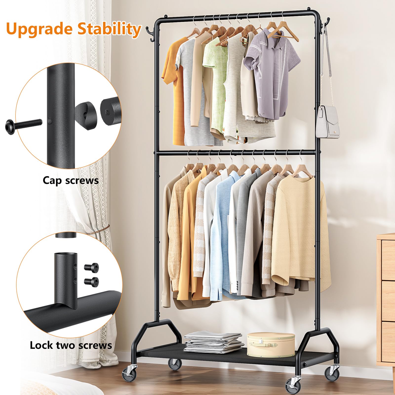 Wiracks top rod non-slip rail detail prevents hanger sliding benefit