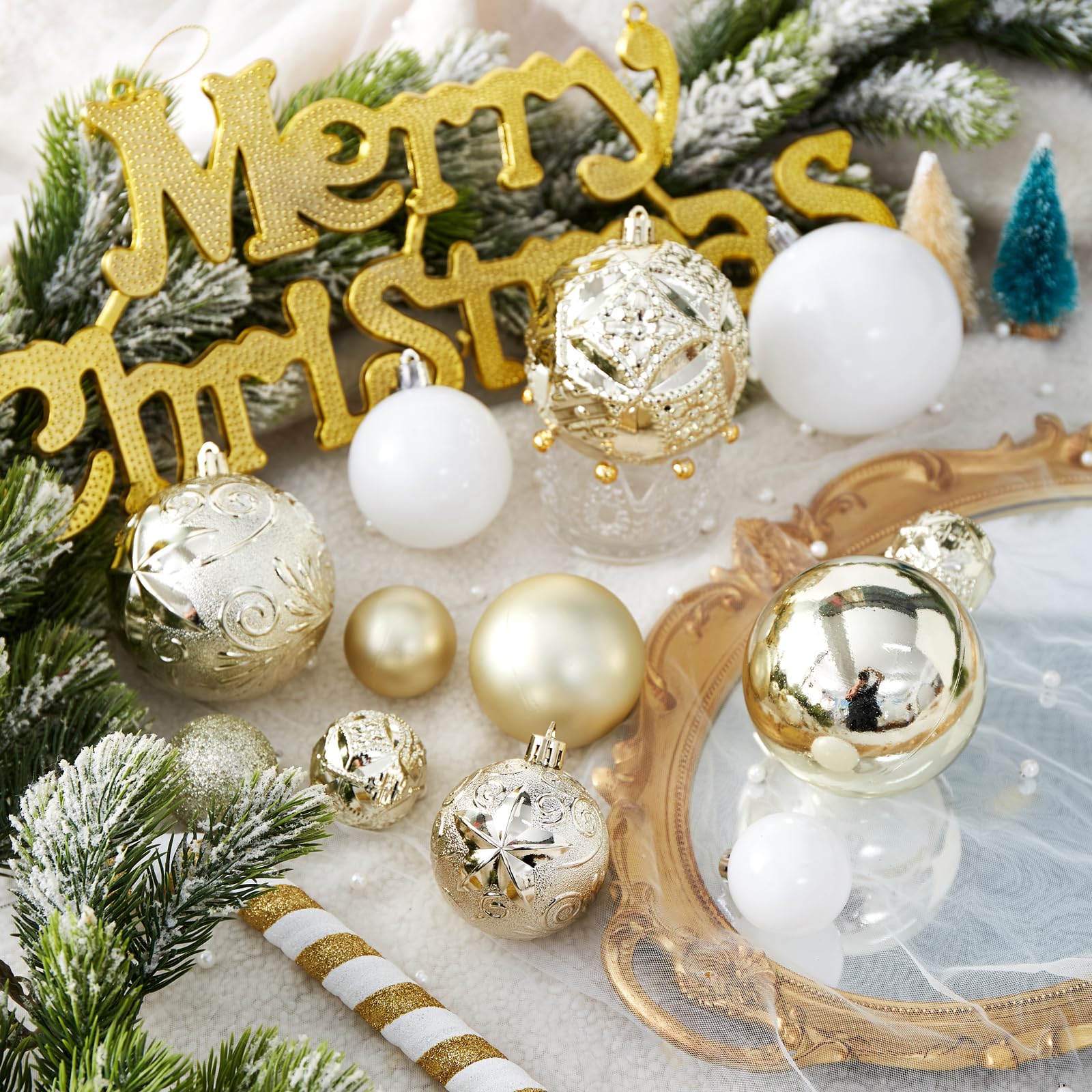 Wironlst ornament cap and wire loop detail for easy secure hanging