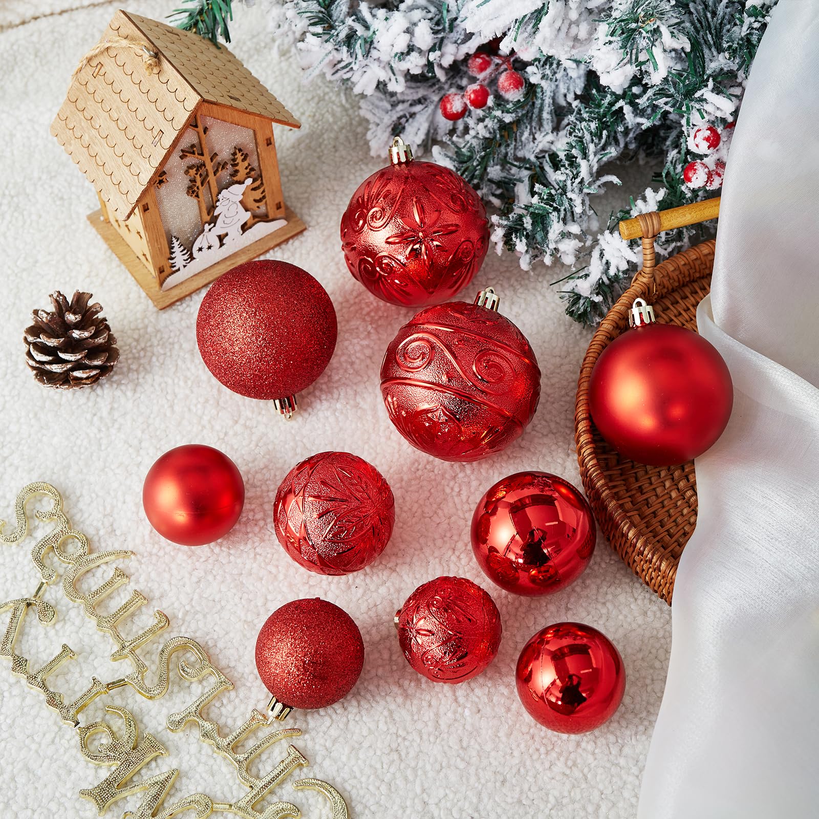 Wironlst detailed view of matte and shiny red textures for layered décor