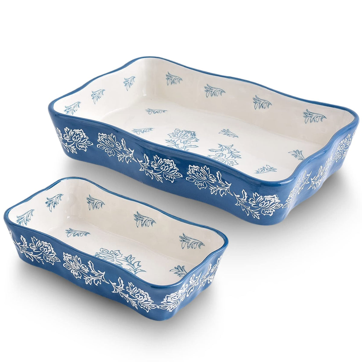 Wisenvoy front view of both baking dishes showing oven-safe design and serving-ready look