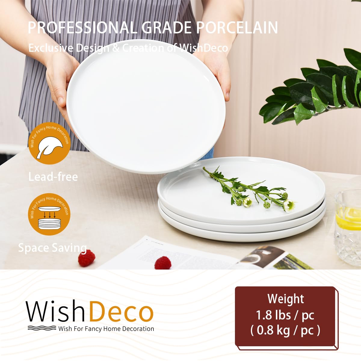 WishDeco plate with pizza slice illustrating large 10.5-inch serving area