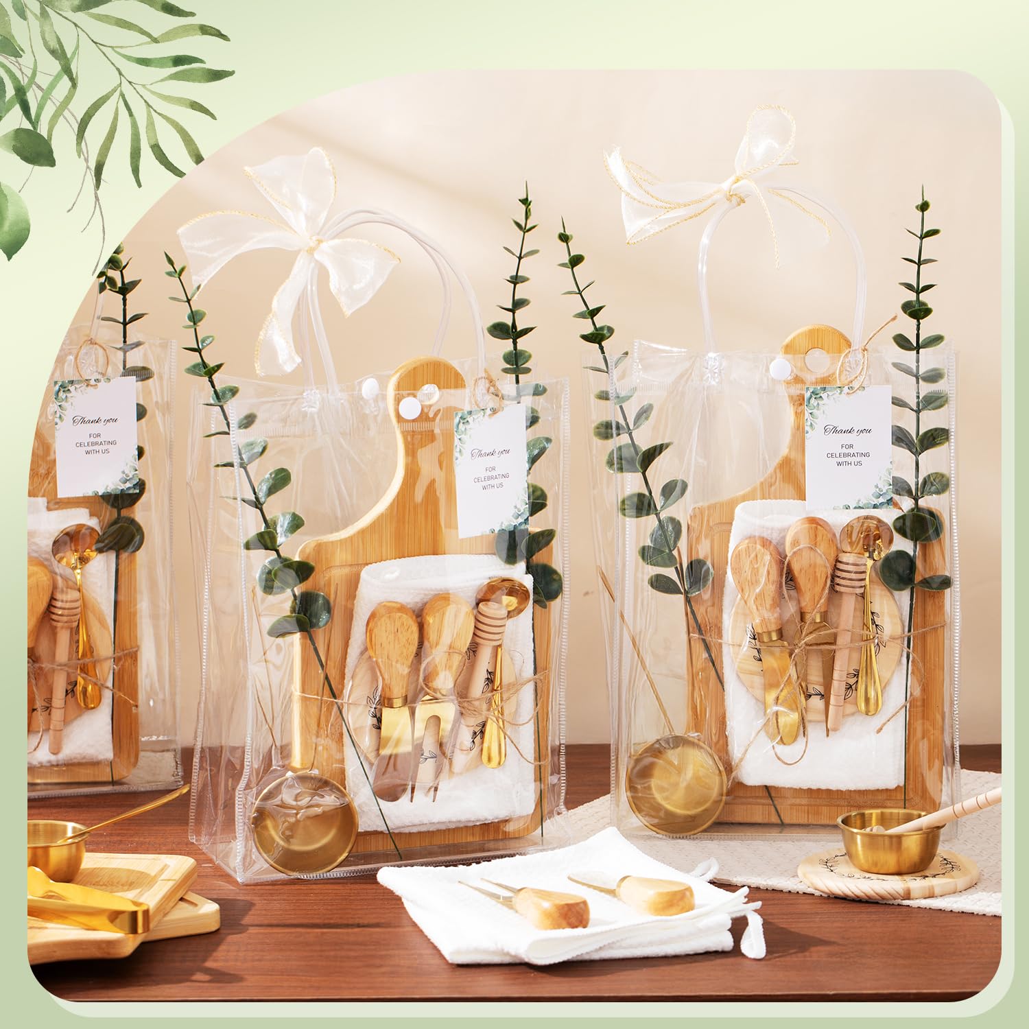 WishFond components spread with boards utensils towels and bows showing set completeness
