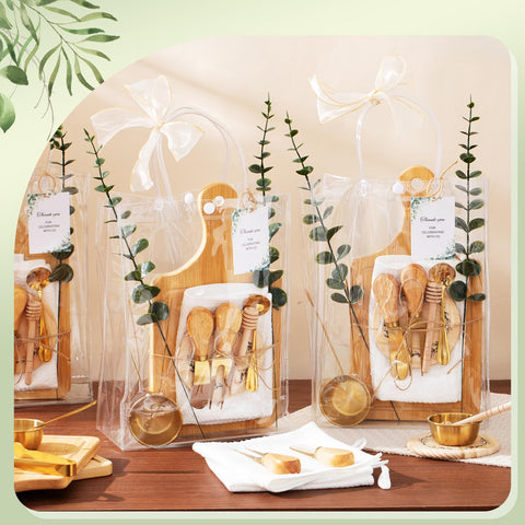 WishFond components spread with boards utensils towels and bows showing set completeness