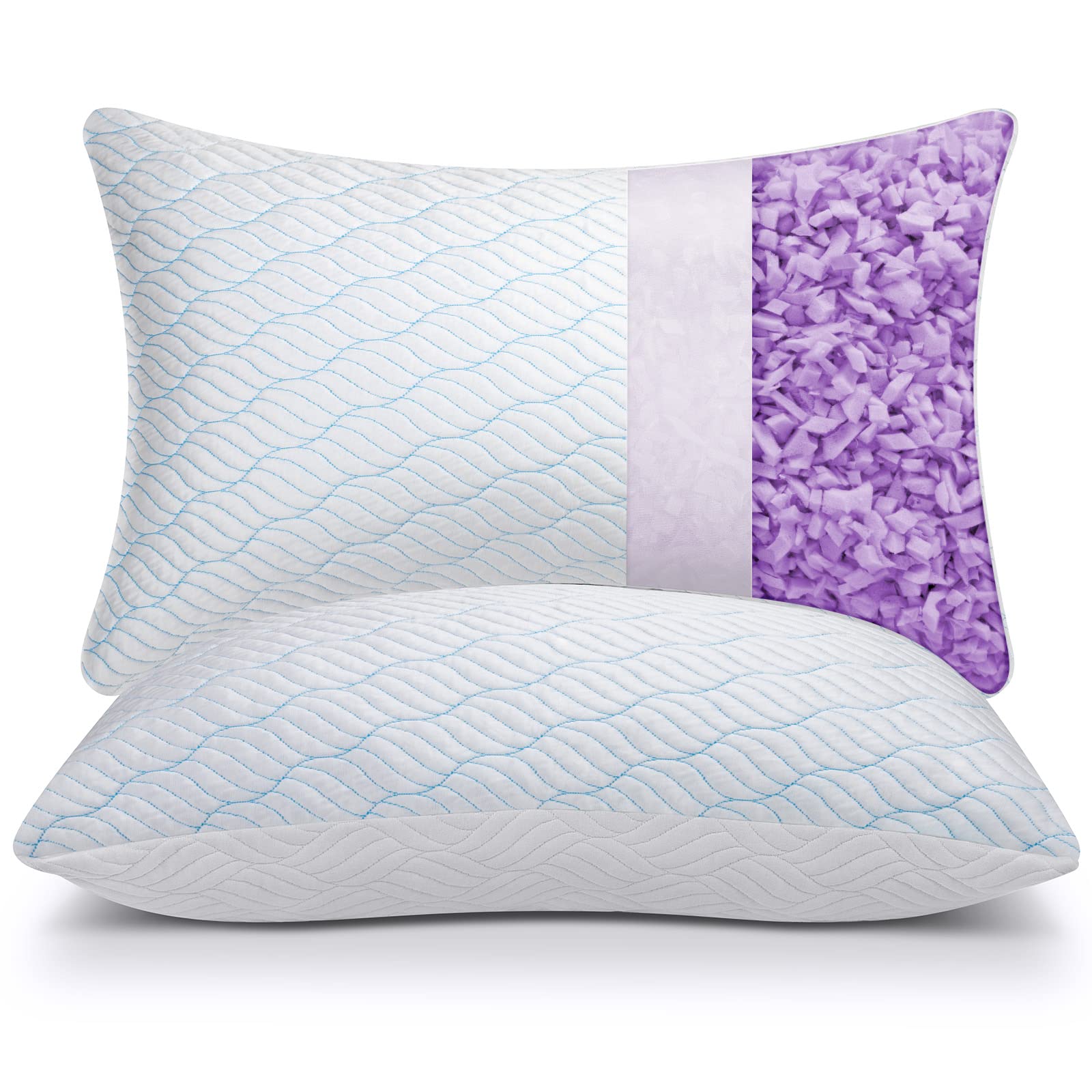 WISHSMILE front view of queen pillow pair showing clean packaging and benefit of matching set