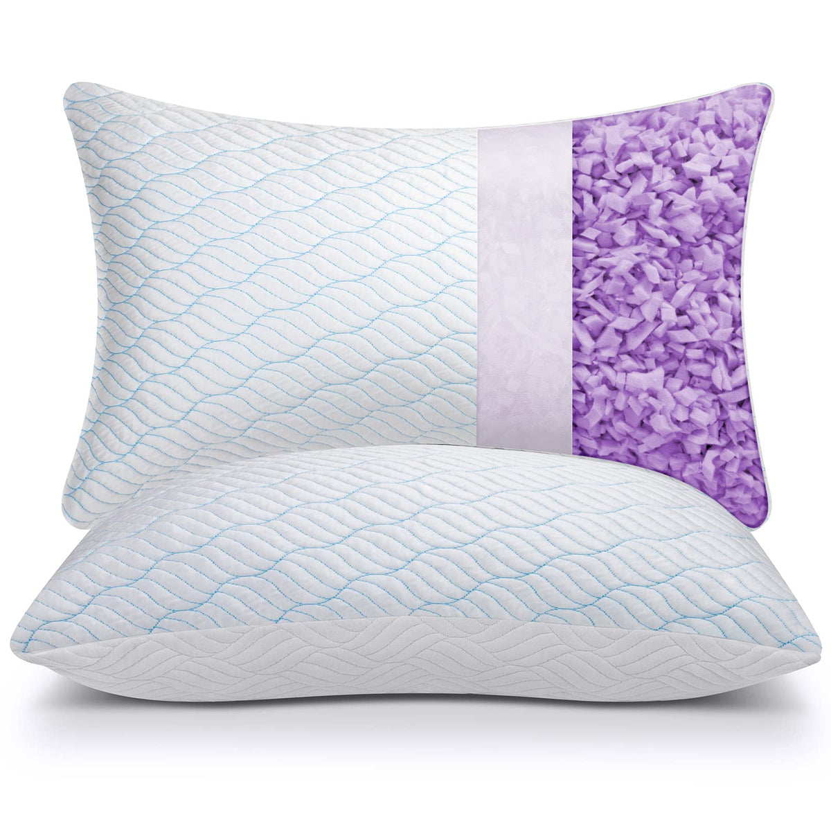 WISHSMILE front view of queen pillow pair showing clean packaging and benefit of matching set