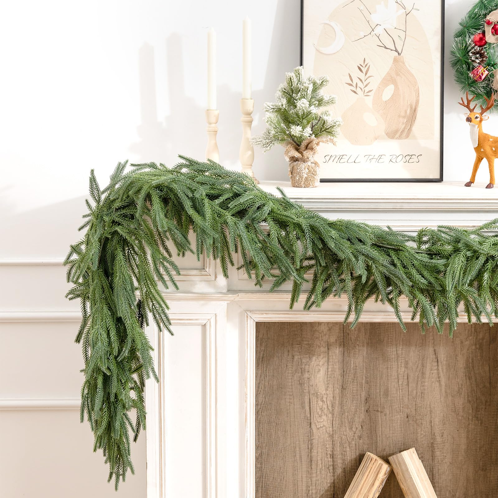 WISHSMILE garland styled as table centerpiece offering instant holiday atmosphere