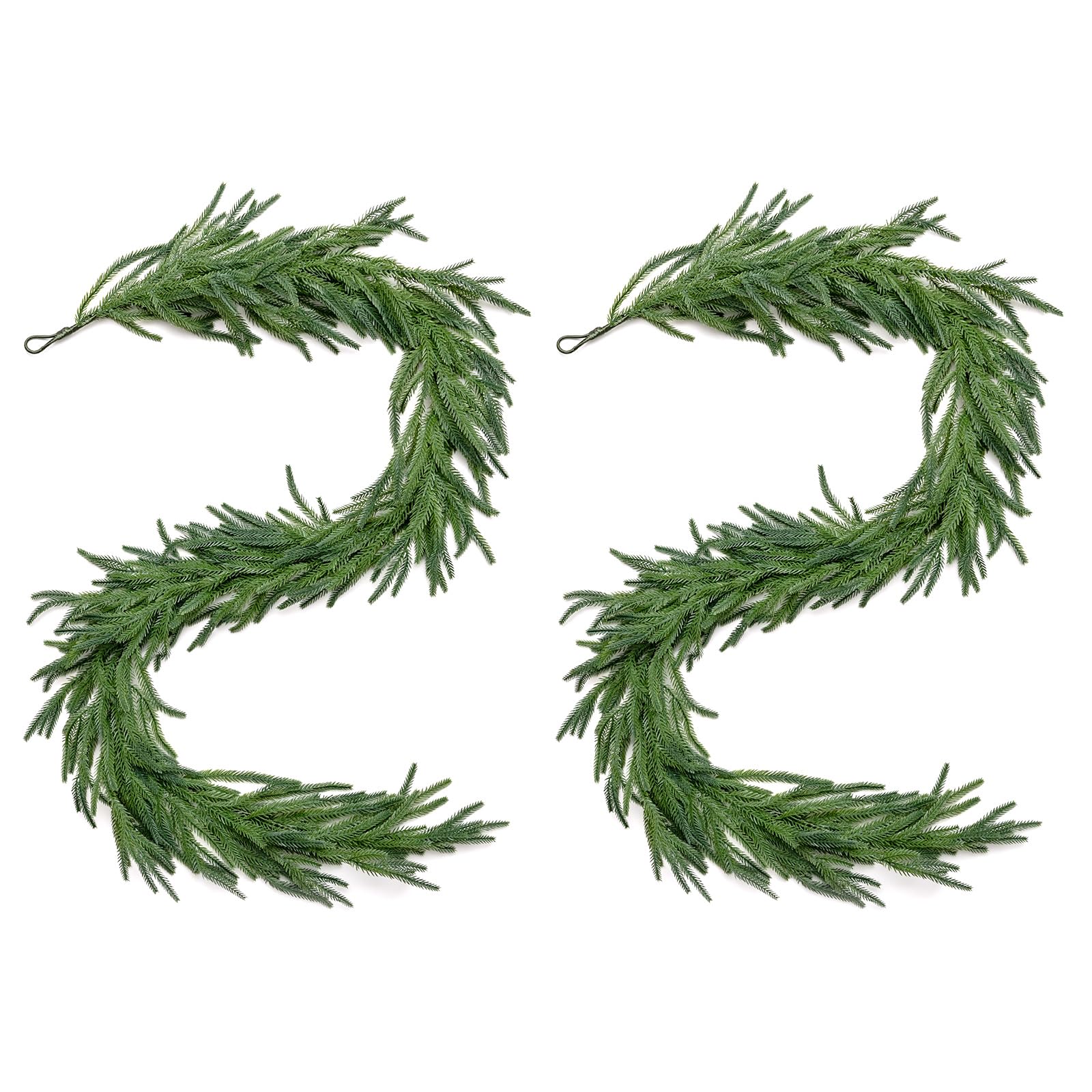 WISHSMILE garland wrapped around stair bannister providing continuous greenery