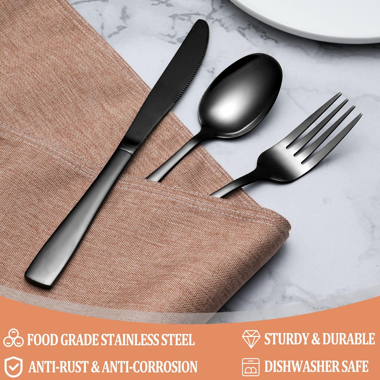 WISKEMA ergonomic handle detail of knife and spoon highlighting comfortable balanced grip