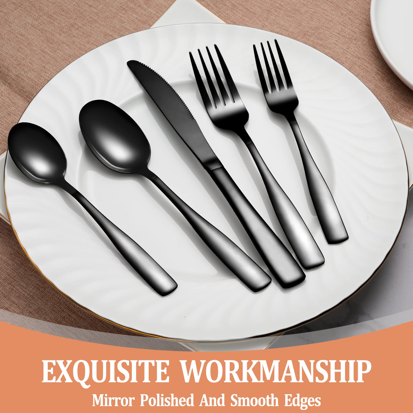 WISKEMA styled place setting with black cutlery improving table elegance and contrast
