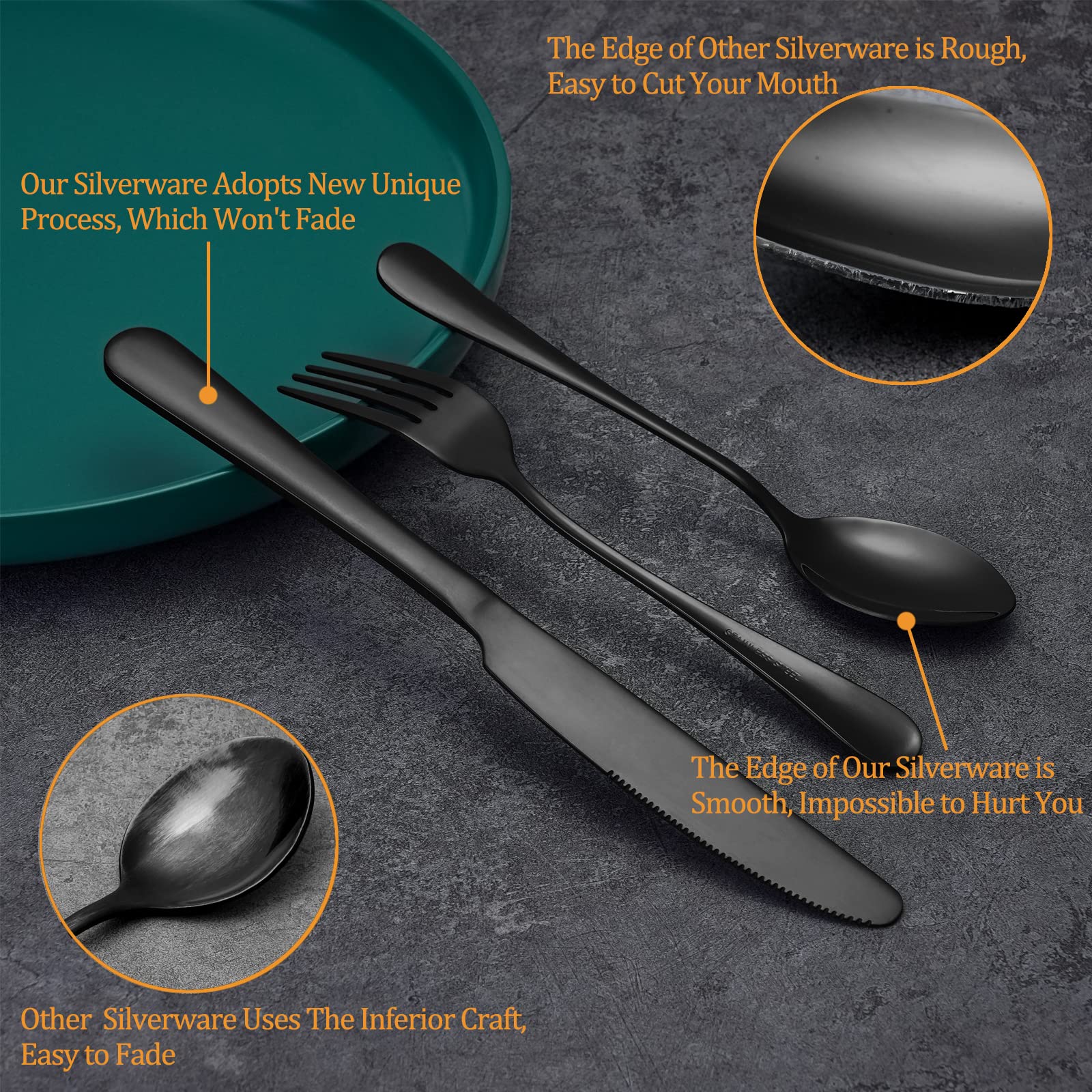 WISKEMA plating and edge detail highlighting durable vacuum-plated black finish