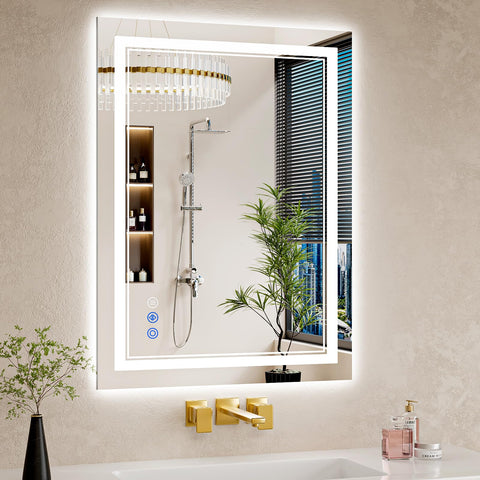 WISSMIELS front view LED mirror showing bright, even illumination benefit