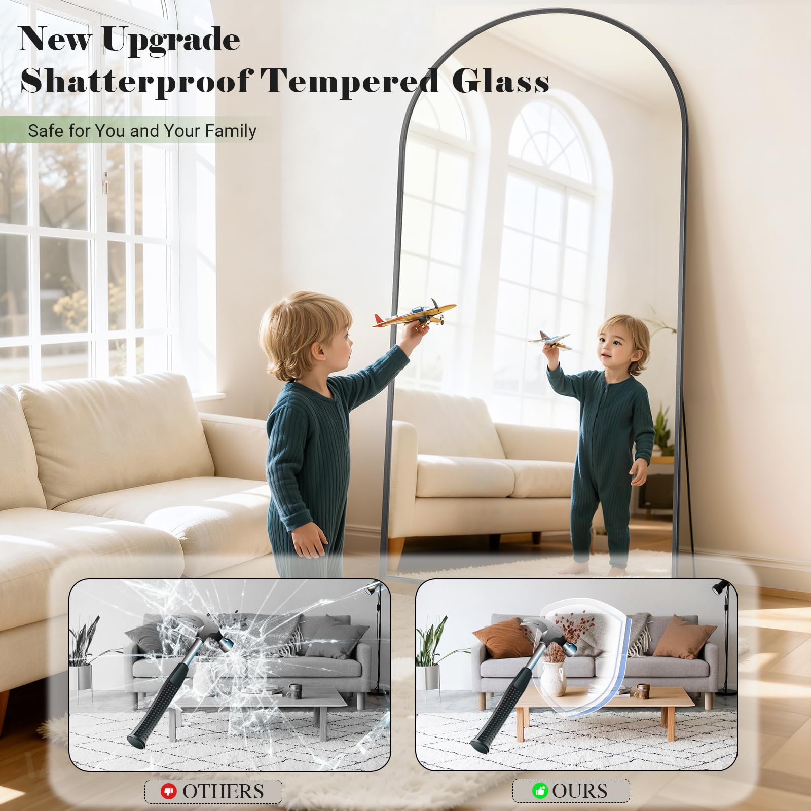 WISSMIELS mirror mounted in bedroom showing stylish decor upgrade benefit