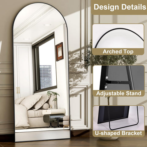 WISSMIELS mirror next to chair for scale showing true 57-inch full-length coverage benefit