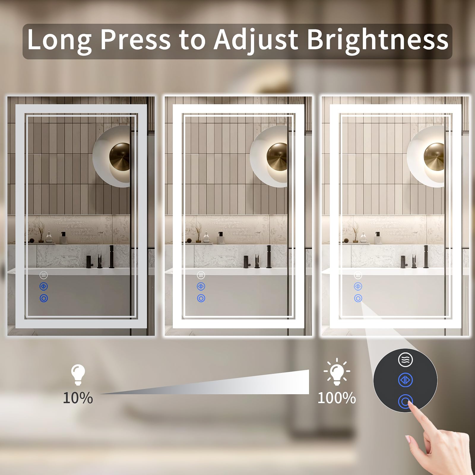 WISSMIELS touch control buttons close-up for easy dimming benefit