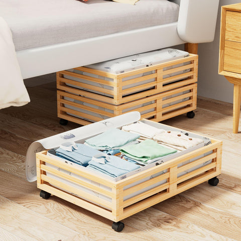 WISUCART bamboo front view showing sleek drawer and tidy storage benefit