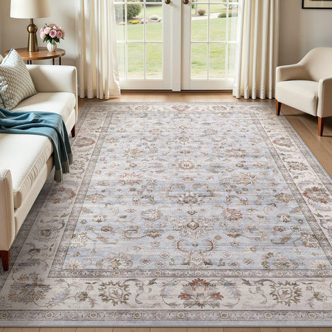 WITSHOCK front view showing full 5x7 floral rug and pattern benefits