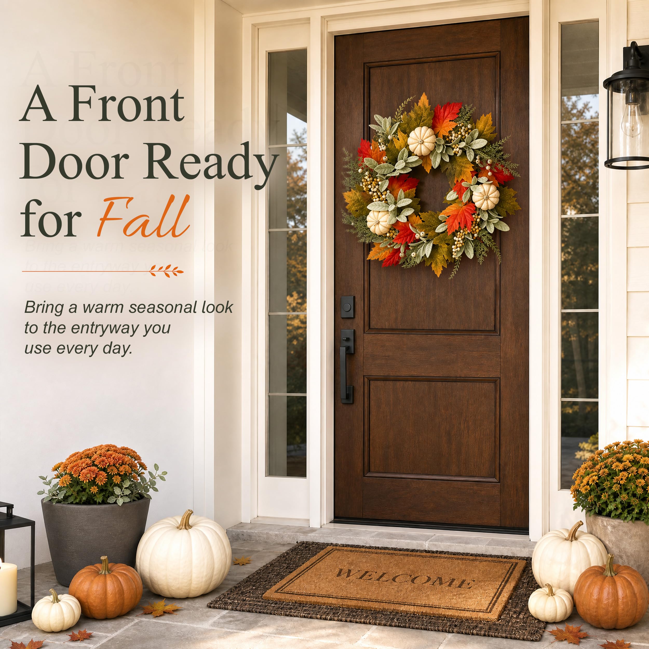 Wizcave close-up of cream pumpkin focal showing refined farmhouse touch