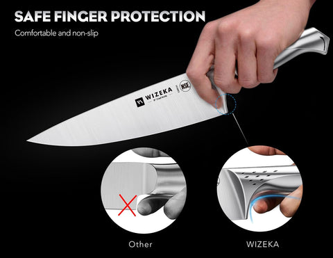 WIZEKA wooden block with built-in sharpener for fast blade maintenance