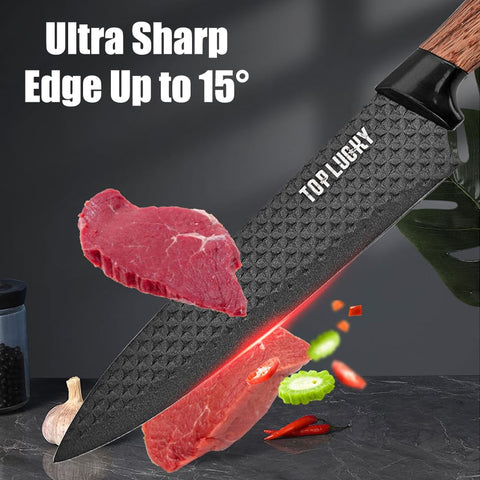 Wiztoynia handle detail highlighting ergonomic black PP-wood grip for balanced comfortable cutting