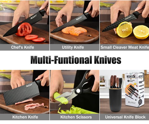 Wiztoynia universal knife block vertical view demonstrating compact space-saving countertop storage