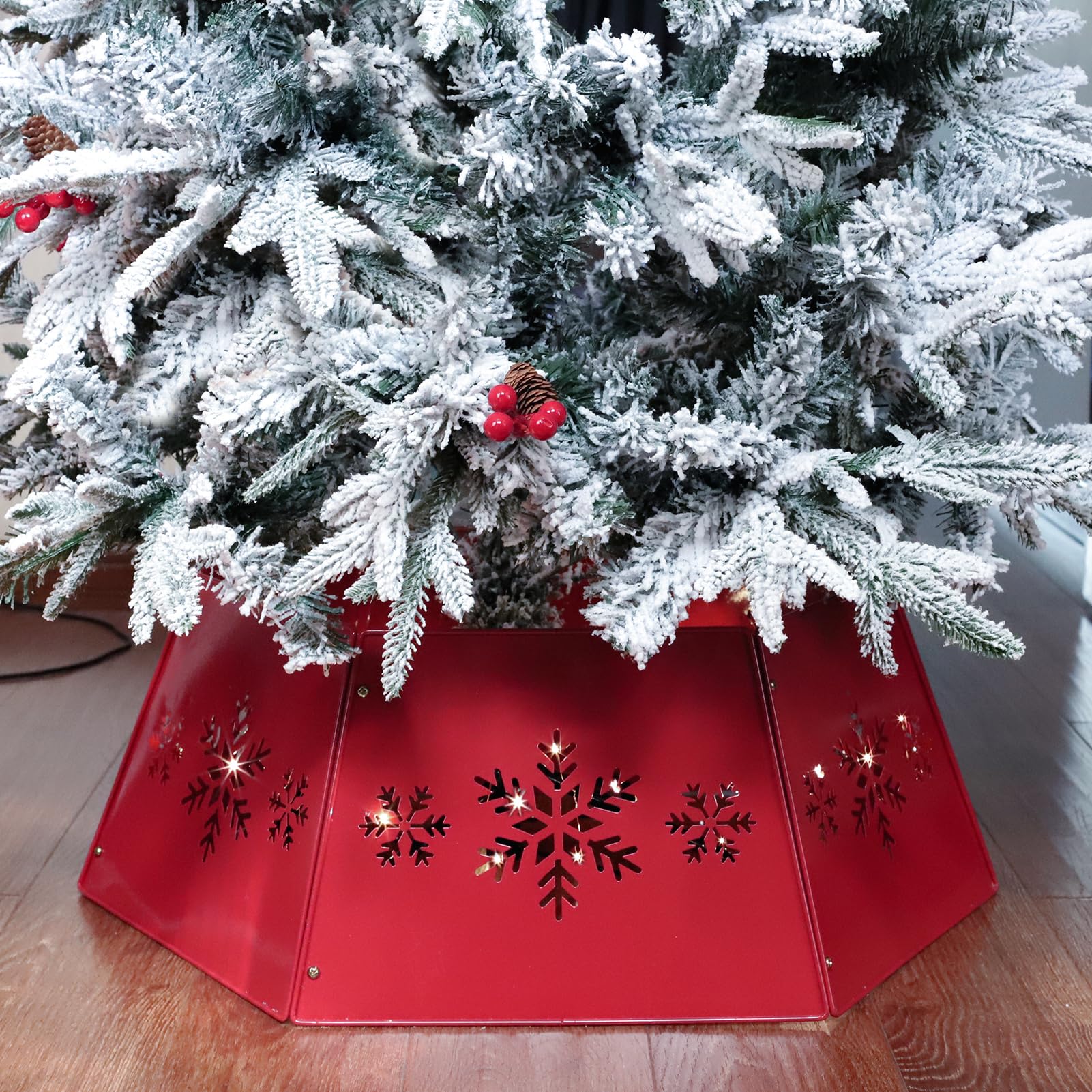 WKHOMEDECO assembled collar around a pencil tree hiding unsightly stand
