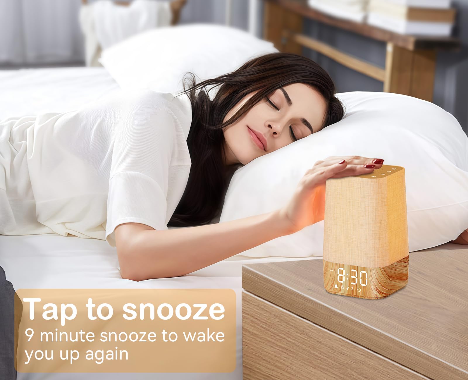 Wkzay on a bedside table in morning scene creating a peaceful wake-up routine