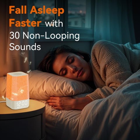 Wkzay display showing selected sound mode and timer for customizable sleep support
