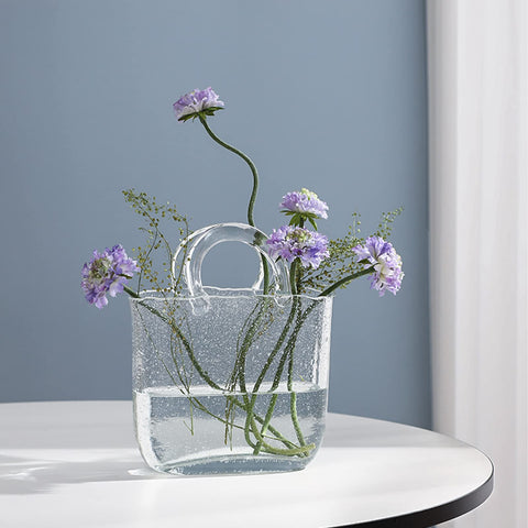 WMM purse vase used as small fishbowl demonstrating multipurpose decor and cozy ambiance benefit