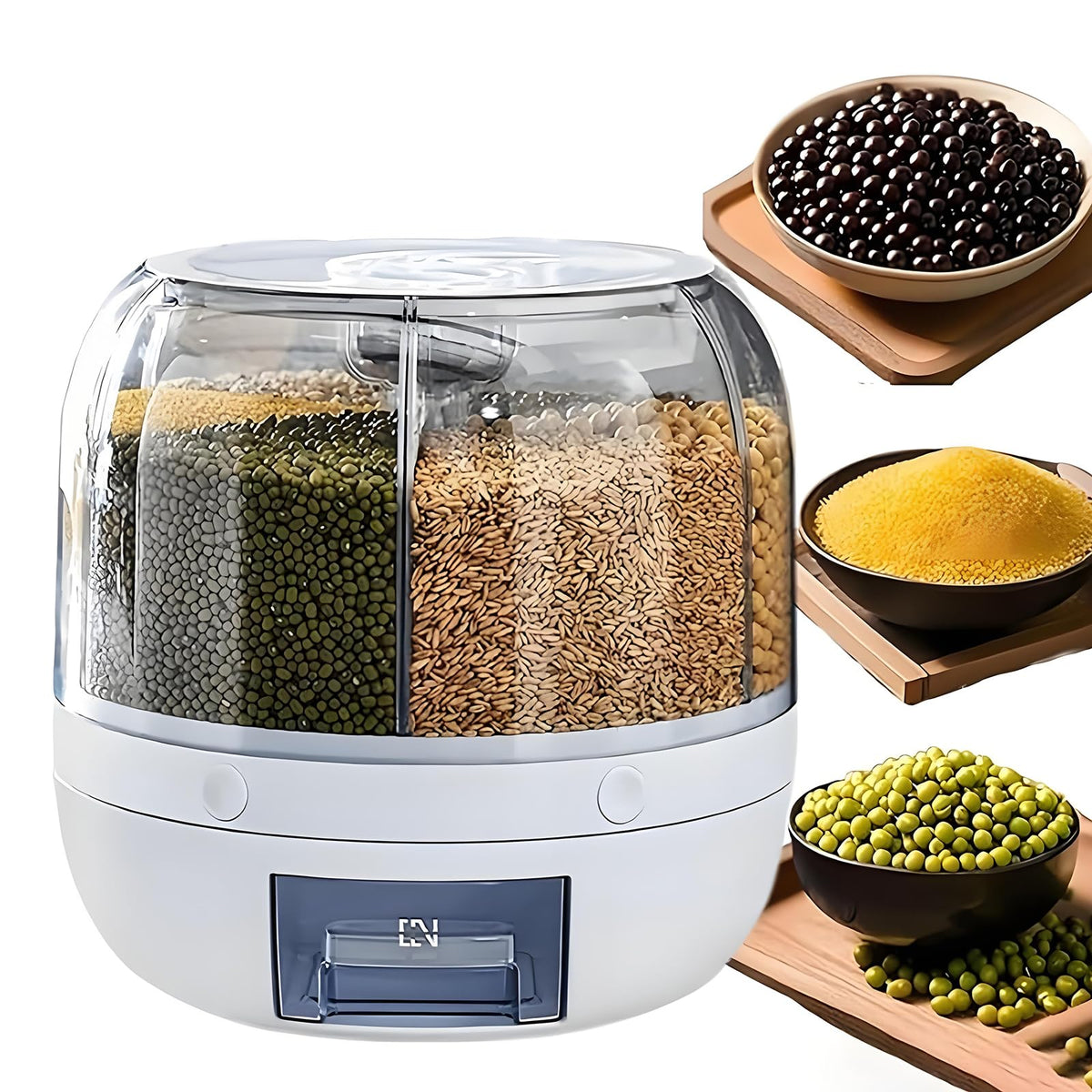 Wnnideo front view rotating bin shows neat storage and quick access