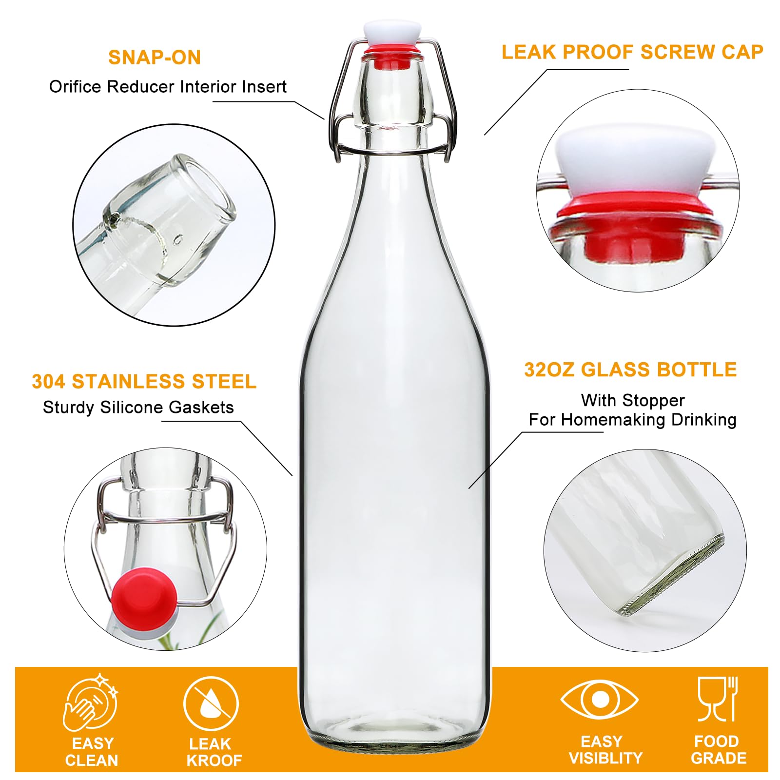 Woaiwo-q swing-top mechanism and neck for secure airtight locking