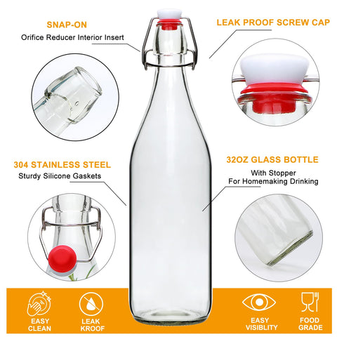 Woaiwo-q swing-top mechanism and neck for secure airtight locking