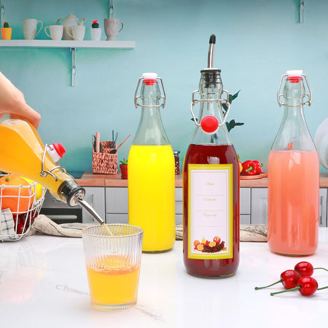 Woaiwo-q bottles filled with juice in kitchen showing ready-to-serve convenience