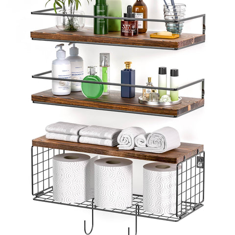 WOCOPIA front view of wall-mounted shelves showing space-saving benefit