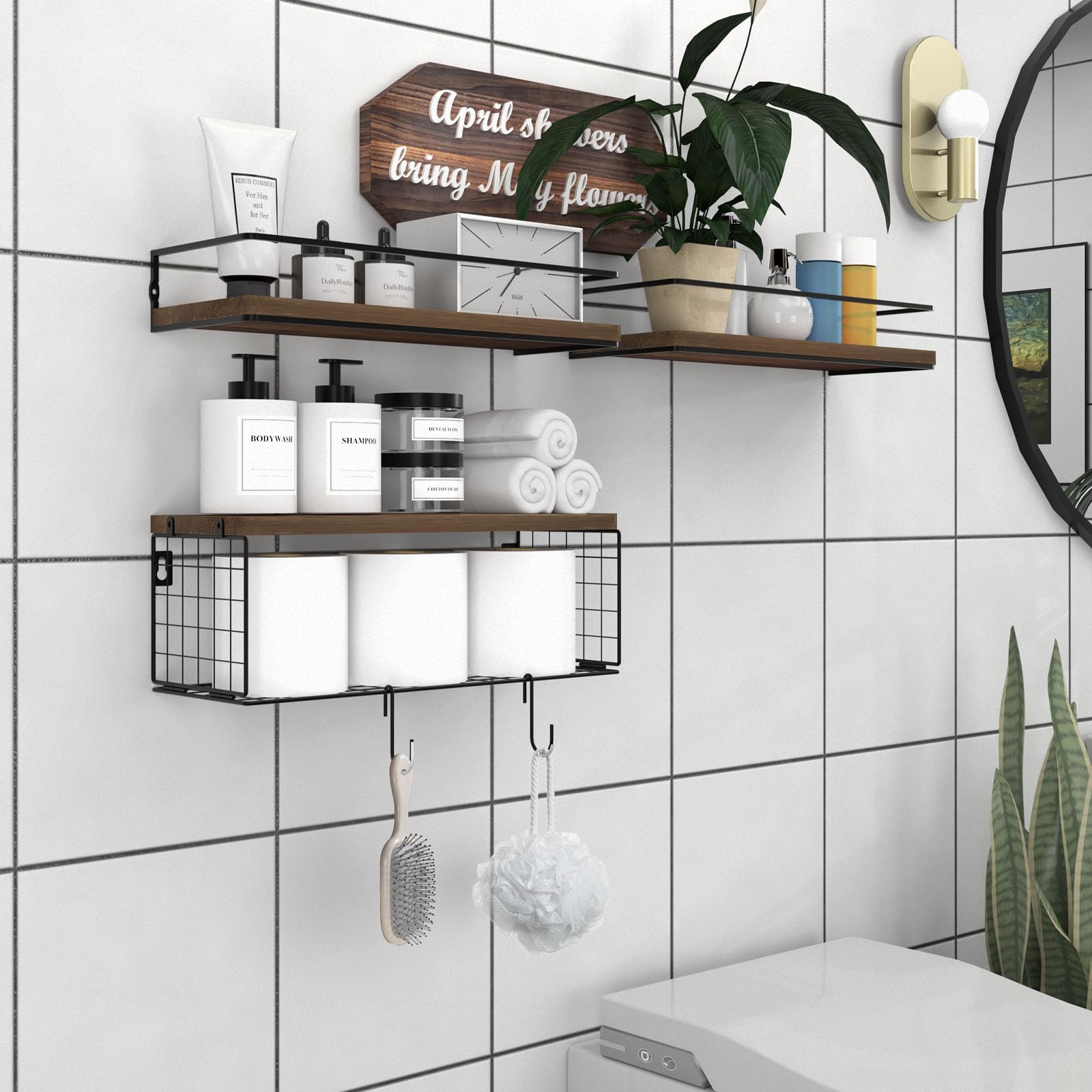 WOCOPIA shelves next to toilet showing compact size and fit