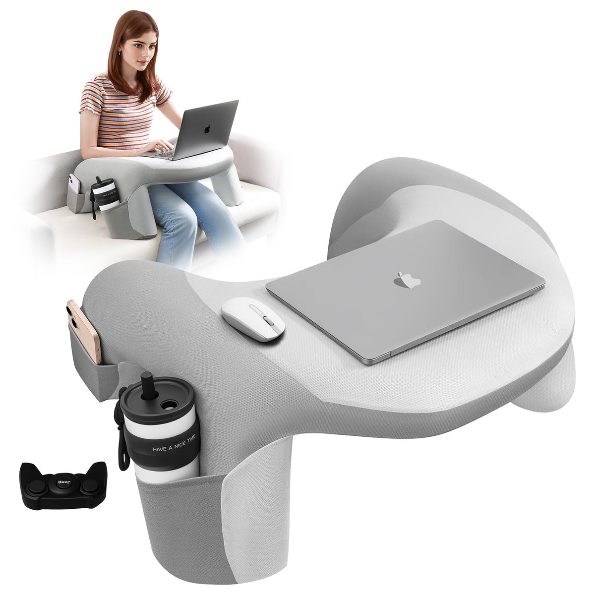 WOGAHEV front view showing full pillow and desktop for stable support