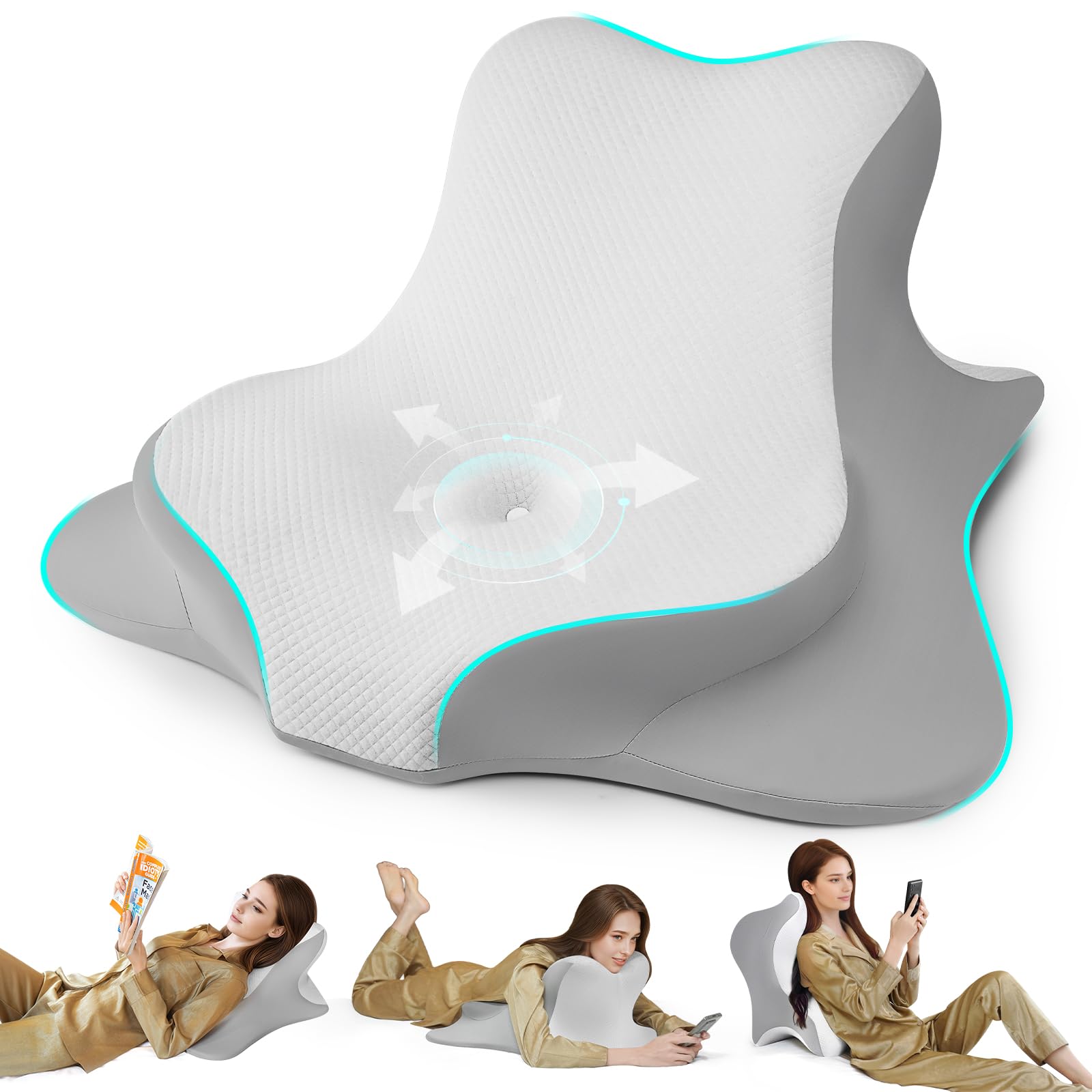 WOGAHEV front view of reading pillow showing clean design and benefit of posture support