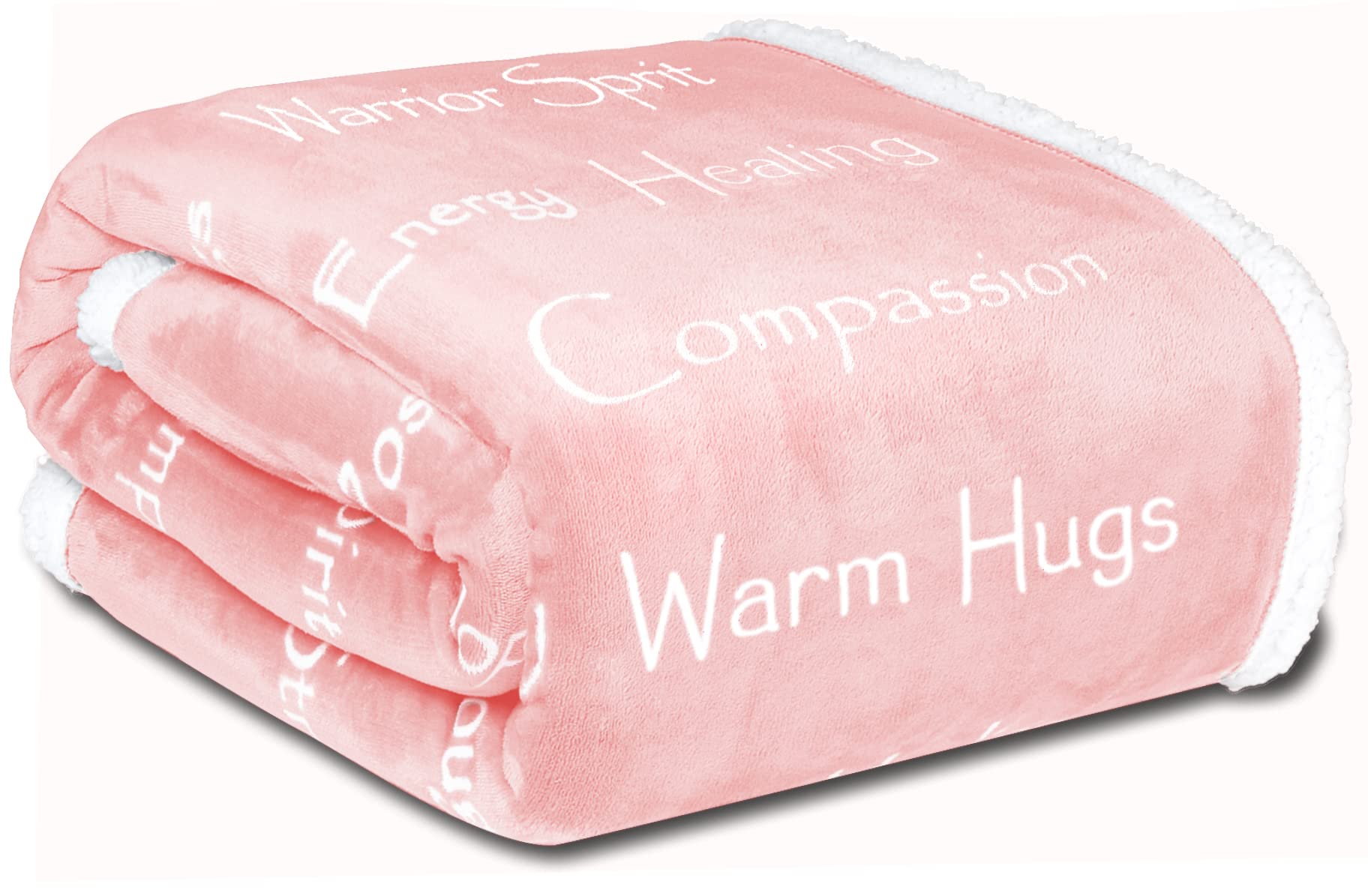 WOLF CREEK BLANKET front view showing pink fleece and Sherpa contrast for cozy decor