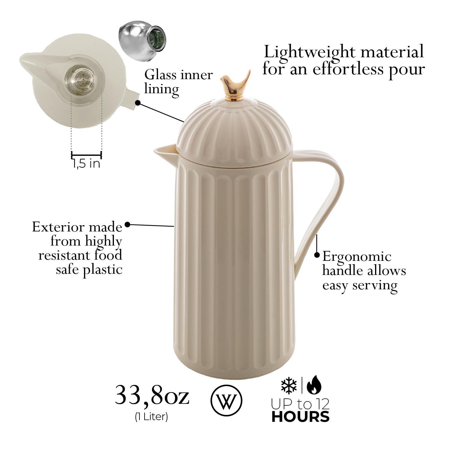 WOLFF close-up of golden bird top highlighting decorative finish and charm