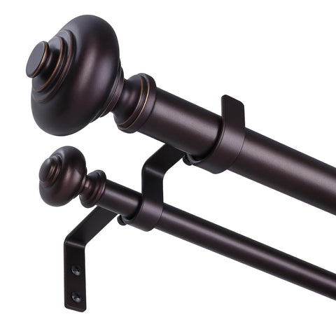 Wolistsa double curtain rod front view showing red bronze finish and heavy-duty look