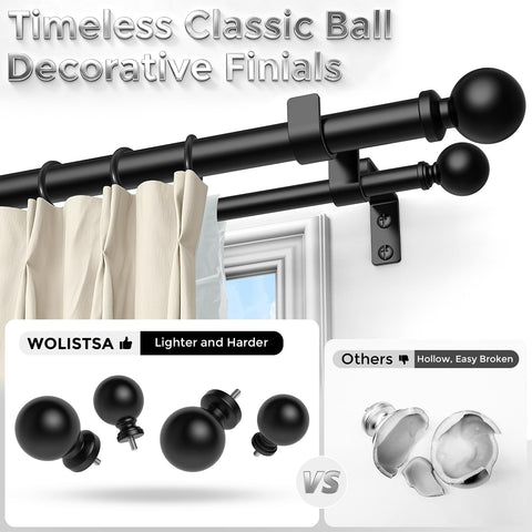 Wolistsa round finial close-up with elegant black detail and secure fit