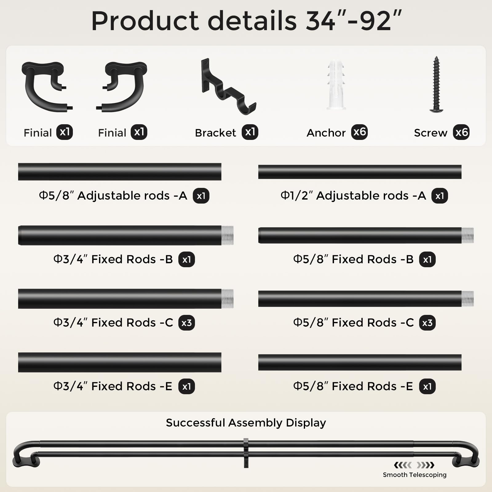 Wolistsa rod length adjustment demo for flexible window fit