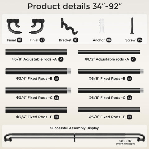 Wolistsa rod length adjustment demo for flexible window fit