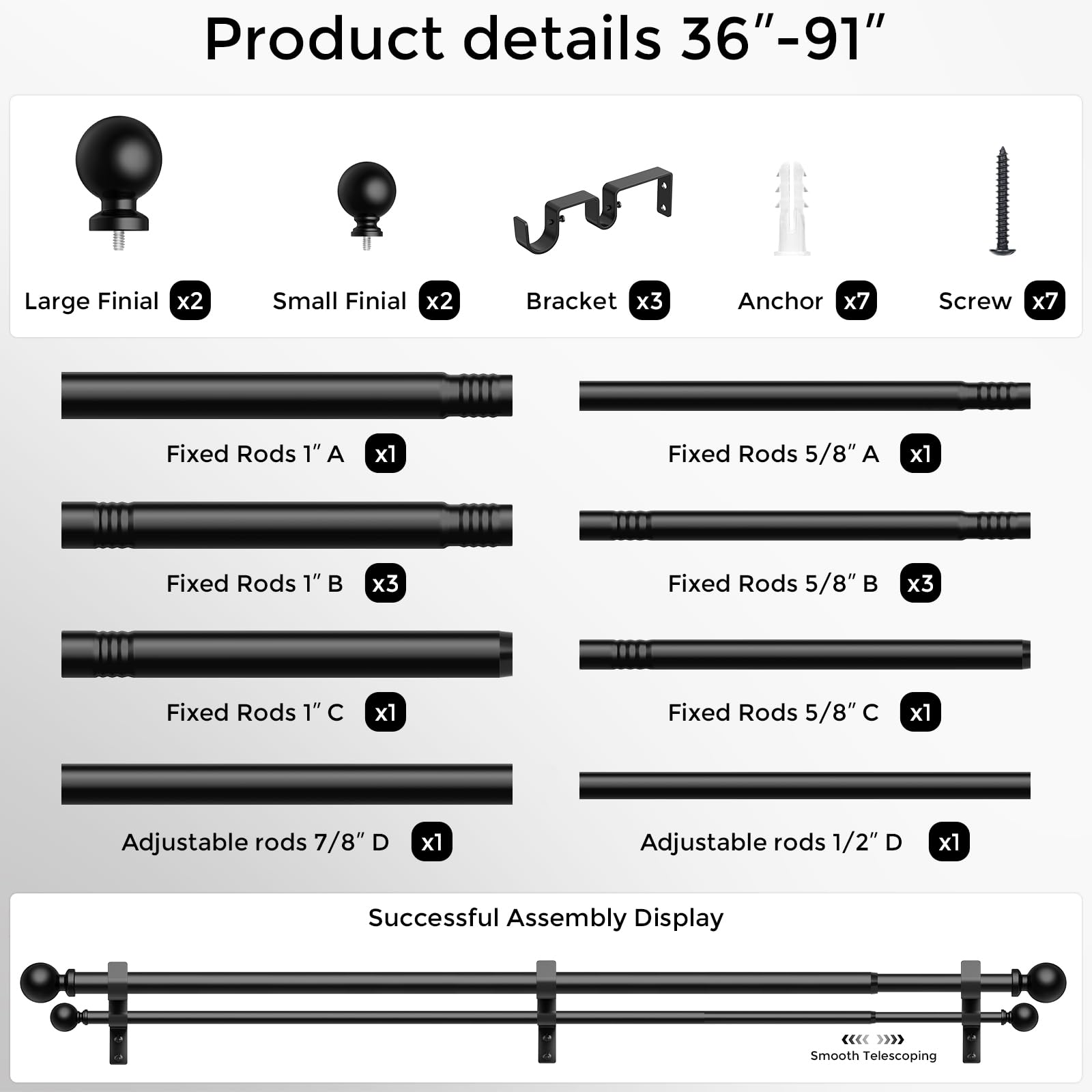 Wolistsa telescoping rod extended to demonstrate adjustable length range