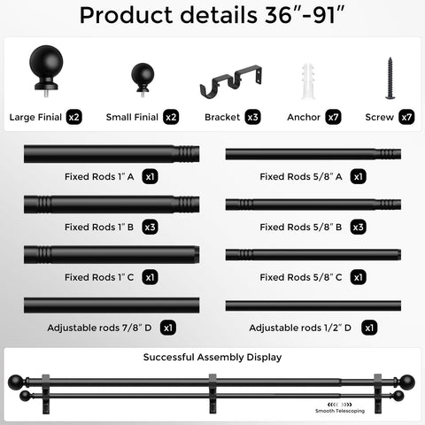 Wolistsa telescoping rod extended to demonstrate adjustable length range
