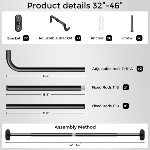 Wolistsa rod supporting blackout curtains closed to show strong weight capacity and darkening advantage