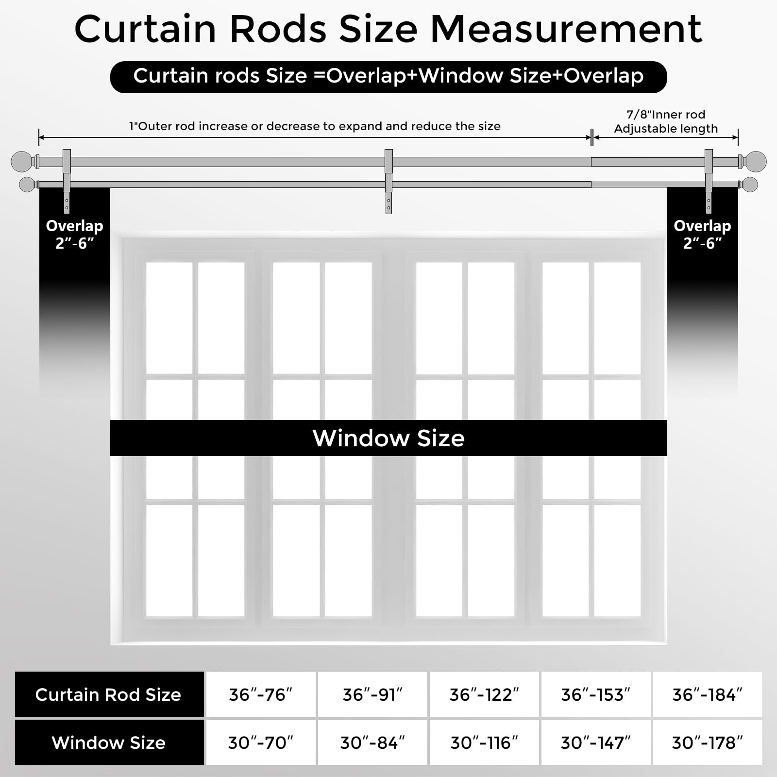Wolistsa rod next to measuring tape illustrating 36–91 inch extension range