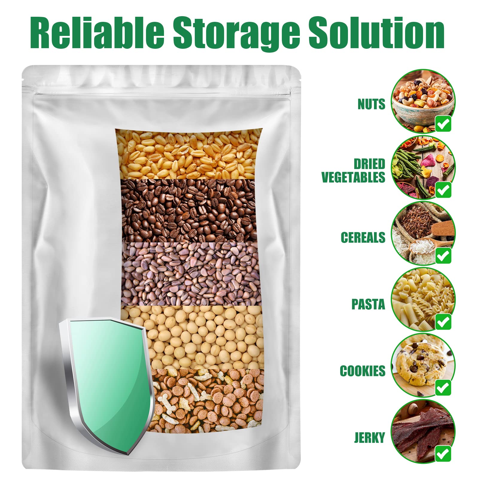 Wolobag packed foods display with grains and coffee demonstrating neat bulk storage