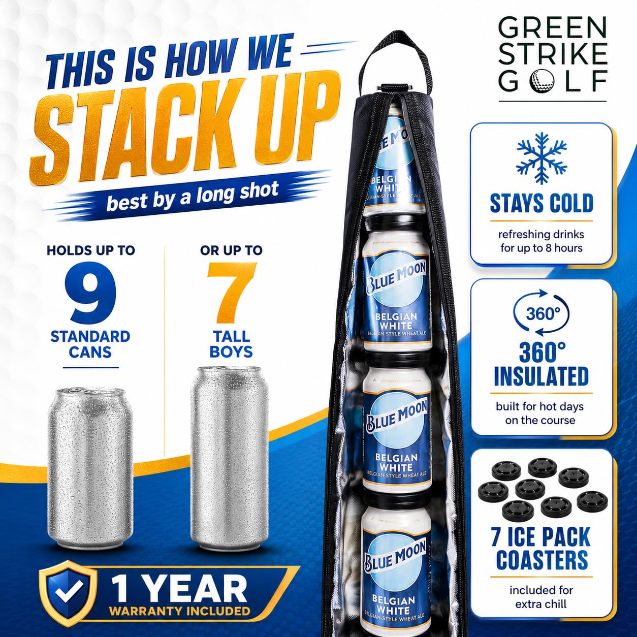 WOLVIO sleeve placed in a golf bag pocket, convenient on-course storage