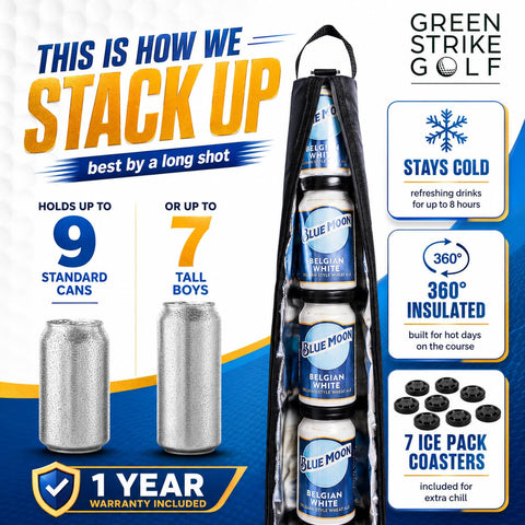 WOLVIO sleeve placed in a golf bag pocket, convenient on-course storage
