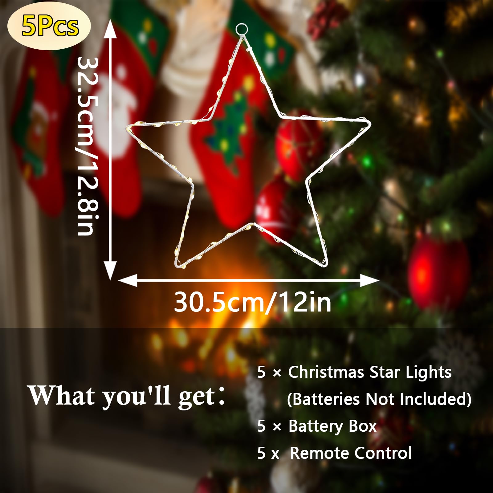 wominoy close-up of star LED array showing bright warm-white lights and clear pattern